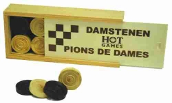 Picture of Spel Damstenen palmhout 32 mm in houten kist