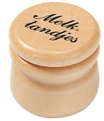 Afbeeldingen van Melktandendoos met opschrift - Gelakt groot (44mm) 
