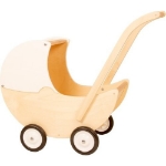 Picture of Poppenwagen naturel met vaste witte kap Hout Van Dijk Toys