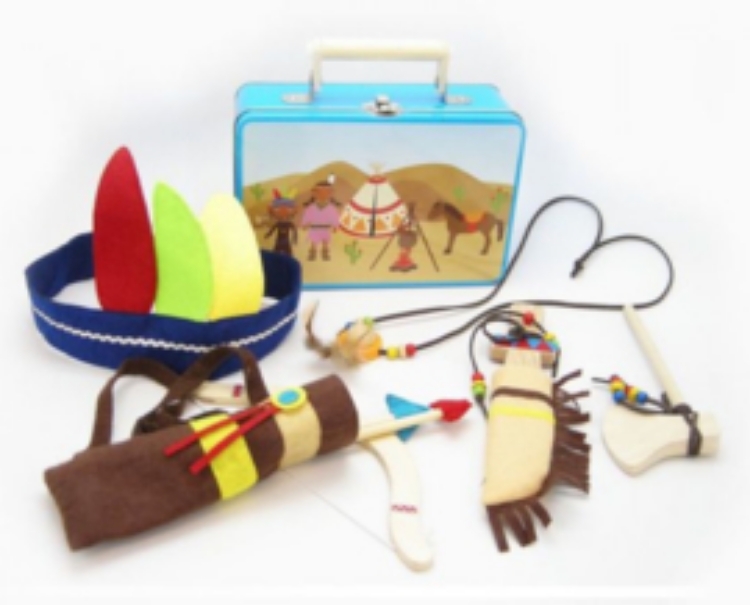 Image de Speelset Indianenset in blikken koffertje