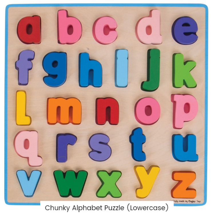 Afbeeldingen van Bigjigs Houten Alfabet Puzzel - Kleine Letters - Grote Stukken - 18m+