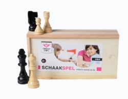 Picture of Schaakstukken Essenhout in houten kist Koning hoogte 88 mm