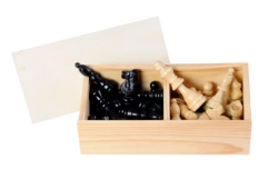 Picture of Schaakstukken Essenhout in houten kist Koning hoogte 88 mm