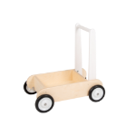 Afbeeldingen van Leren loopwagen- wit Blokkenduwwagen Hout Van Dijk Toys
