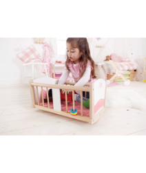 Picture of Poppen schommelbedje wit  berkenhout Hape