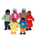 Afbeeldingen van Poppenhuis buig poppetjes Afrikaanse negroïde familie 6 stuks