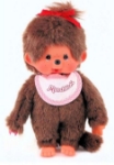 Afbeeldingen van Monchhichi meisje met slab roze 20 cm