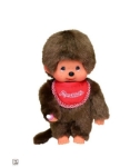 Afbeeldingen van Monchhichi Jongen met slab rood 20 cm