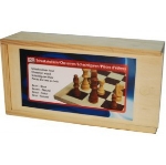 Afbeeldingen van Schaakstukken hout Bruin Blank Staunton maat 3. 77 mm.