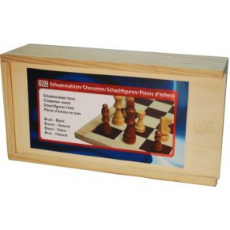 Picture of Schaakstukken hout Bruin naturel Staunton maat 3. 77 mm.