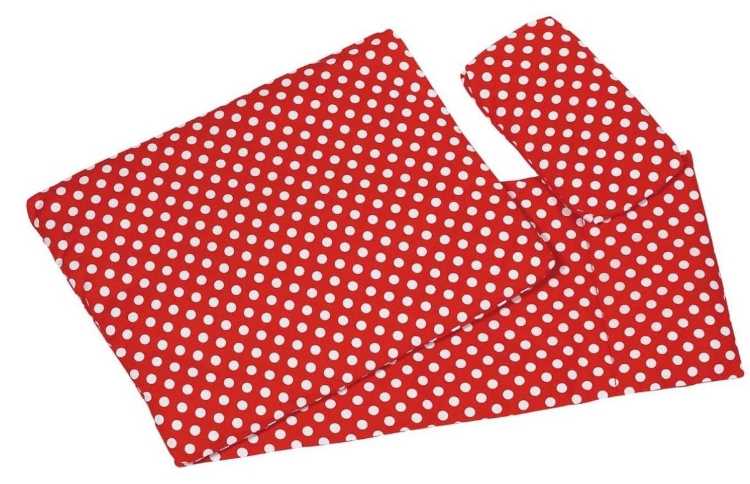 Picture of Poppenbedsetje deken, matras en kussentje - rood witte stip Goki