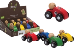 Afbeeldingen van Houten auto 4 kleuren assorti - vanaf 12M - Joueco