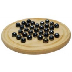 Bild von Solitair houten bord 22 cm met zwarte glazen knikkers
