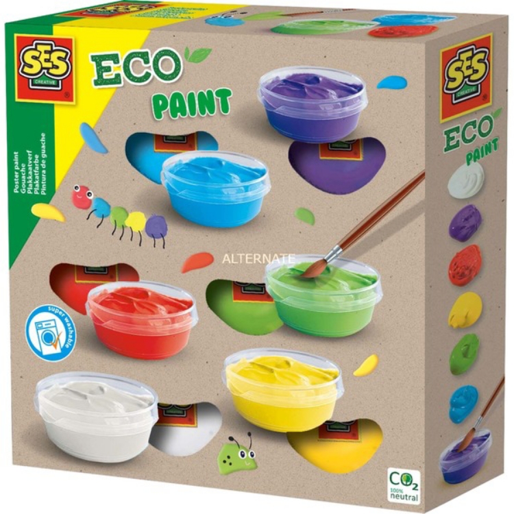 Picture of Eco plakkaatverf 5 kleuren en wit SES