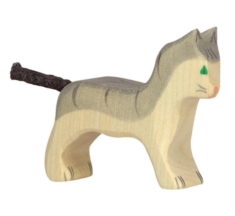 Picture of Poes Kat grijs staand Holztiger