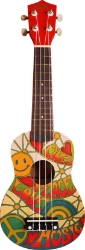 Afbeeldingen van Ukelele gitaar 4-snaren Print Peace Calista
