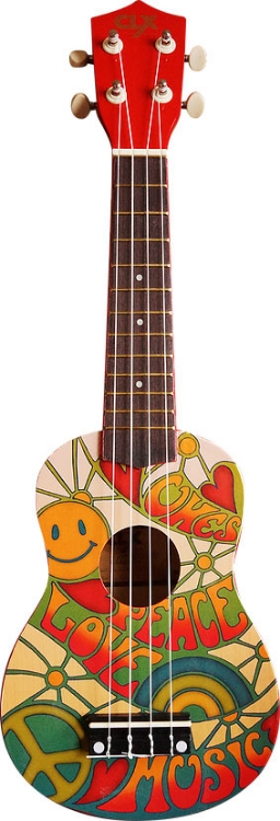 Afbeeldingen van Ukelele gitaar 4-snaren Print Peace Calista