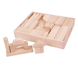 Image de Bigjigs Naturel Houten Blokken Groot in Kist – Montessori Speelgoed vanaf 12M