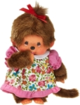 Afbeeldingen van Monchhichi meisje in bloemenjurk 20 cm