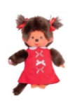 Picture of Monchhichi meisje rode strikjes jurk 20 cm