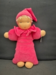Afbeeldingen van Antroposofisch Engelknuffeltje roze Nicky velours met schapen wollen vulling
