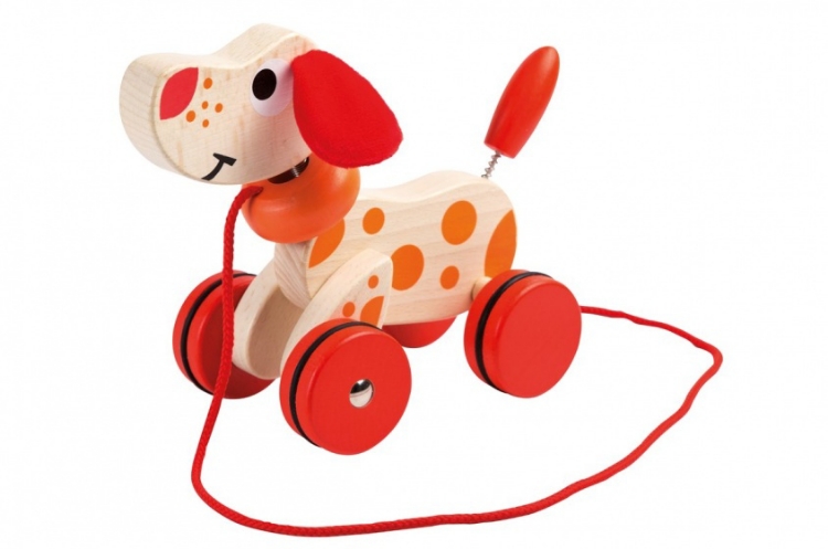 Image de Joueco - Houten kwispel hondje -  trekfiguur