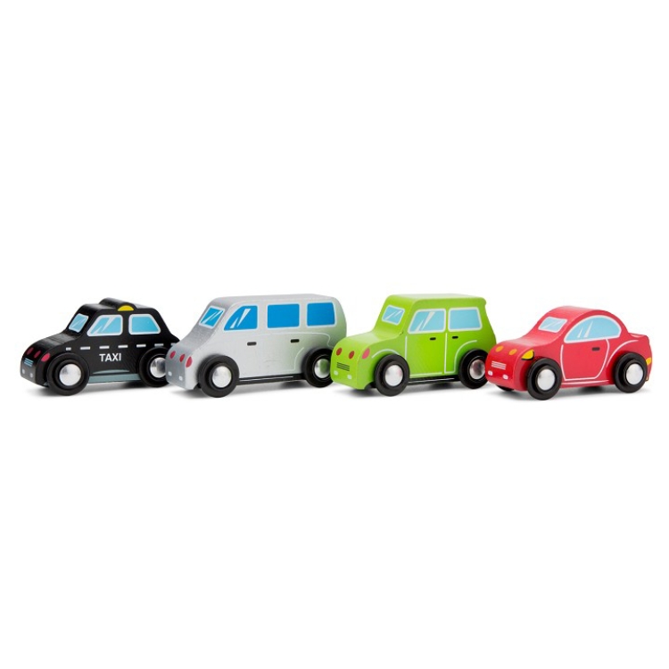 Bild von New Classic Toys Houten personenautootjes 4x, voertuigen set