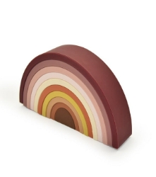 Afbeeldingen van Siliconen Naturel kleurige regenboog  20 cm in katoenen bewaarzak