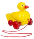 Image de Trekfiguur Eend geel met rode snavel