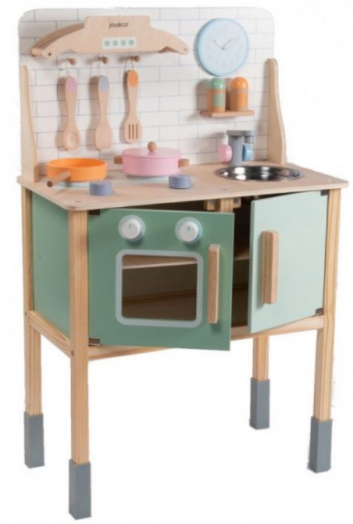 Image de Speelkeuken Keuken hout met accessoires Pastelkleuren Joueco