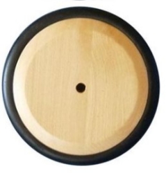 Afbeeldingen van Massief houten wiel naturel met zwart rubber band 15 cm 150 mm.