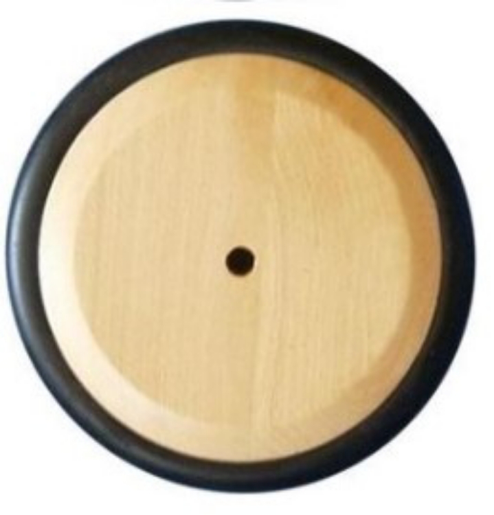 Image de Massief houten wiel naturel met zwart rubber band 15 cm 150 mm.