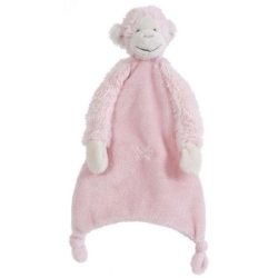 Afbeeldingen van Knuffeldoekje Aap Mickey zacht roze 24 cm Happy Horse