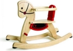 Bild von Hobbelpaard Pintoy naturel met rood zadel en veiligheidsbeugel