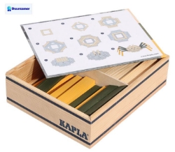 Picture of Kapla, Spin 75 plankjes in kist, naturel -groen-geel