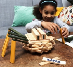 Picture of Kapla, Spin 75 plankjes in kist, naturel -groen-geel