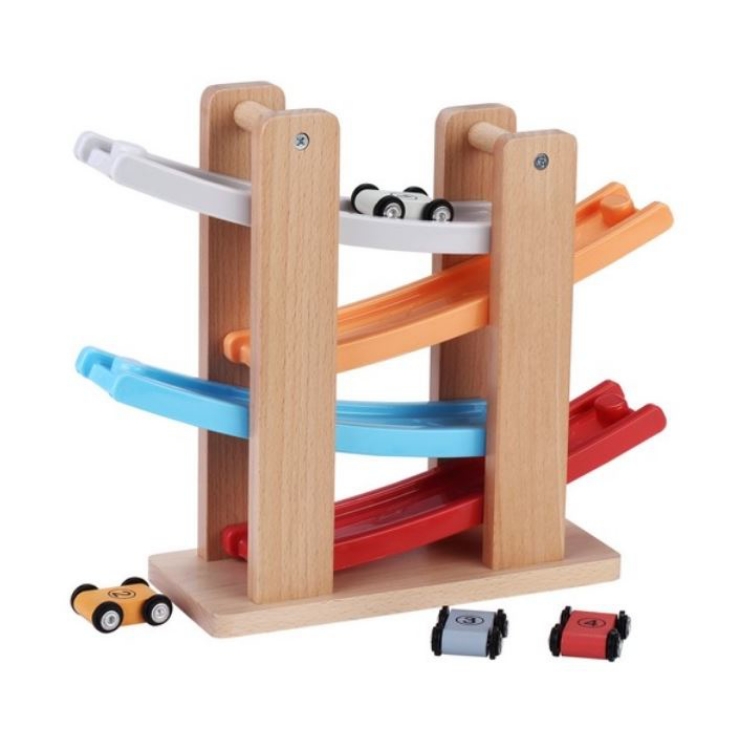 Image de Auto Racebaan Zip-Zap naturel met kleur incl. 4 autotjes