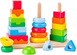 Afbeeldingen van Houten stapeltorenset Trio Woody