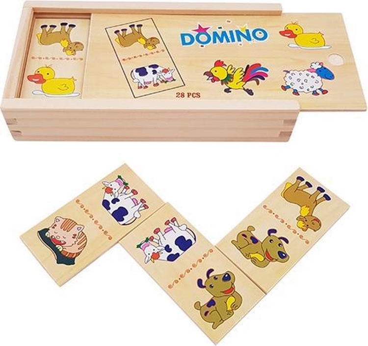 Picture of Domino Boerderijdieren in houten kistje