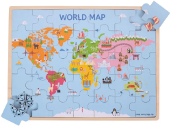 Afbeeldingen van Houten puzzel van de wereld Bigjigs