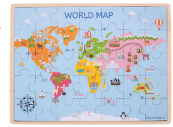 Afbeeldingen van Houten puzzel van de wereld Bigjigs