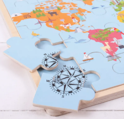 Afbeeldingen van Houten puzzel van de wereld Bigjigs