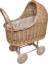 Image de Poppenwagen riet met vaste kap creme kleur bekleding