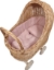 Image de Poppenwagen riet met vaste kap en roze bekleding