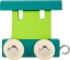 Bild von Lettertrein gekleurd aanhanger blauw groen, lichte wielen