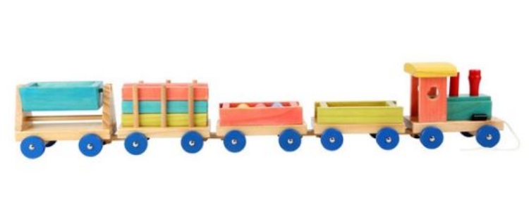 Image de SALE!!!   Blokkentrein Emil  Lokomotief met 4 aanhangers met bouwstoffen