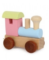 Afbeeldingen van Lettertrein naturel lokomotief pastelkleur