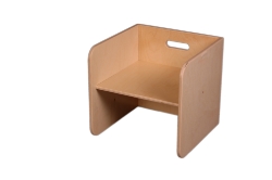 Image de White wash Kubusstoel-kinderstoel met gekleurde zitting thuisgebruik 1-8 jaar Van Dijk Toys