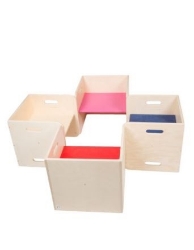 Image de White wash Kubusstoel-kinderstoel met gekleurde zitting thuisgebruik 1-8 jaar Van Dijk Toys