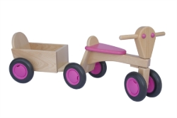 Van Dijk Toys Aanhanger Beuken voor Loopfiets - Naturel/Roze